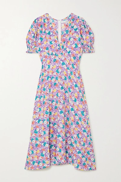 Shop Faithfull The Brand Net Sustain Marie-louise Floral-print Crepe Midi Dress In Lilac