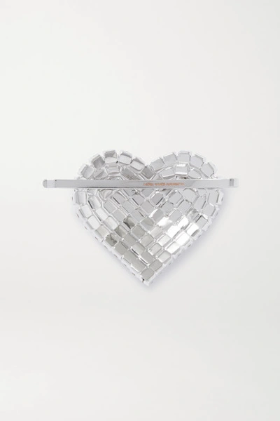 Shop Alessandra Rich Rhodium-plated Crystal Hair Slide In Silver