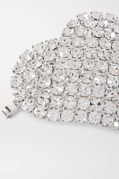 Shop Alessandra Rich Rhodium-plated Crystal Hair Slide In Silver