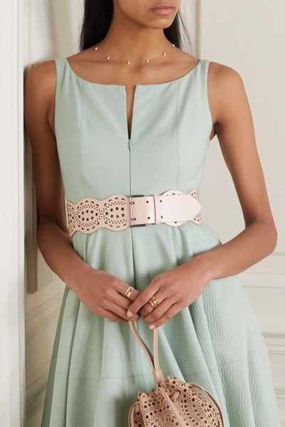 Shop Alaïa Laser-cut Leather Waist Belt In Pink