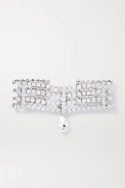 Shop Alessandra Rich Rhodium-plated Crystal Choker In Silver