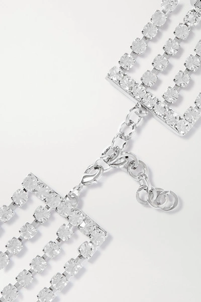 Shop Alessandra Rich Rhodium-plated Crystal Choker In Silver