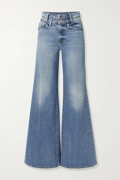 Shop Frame Le Palazzo High-rise Wide-leg Jeans In Mid Denim