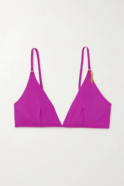 Shop Stella Mccartney Embellished Triangle Bikini Top In Magenta