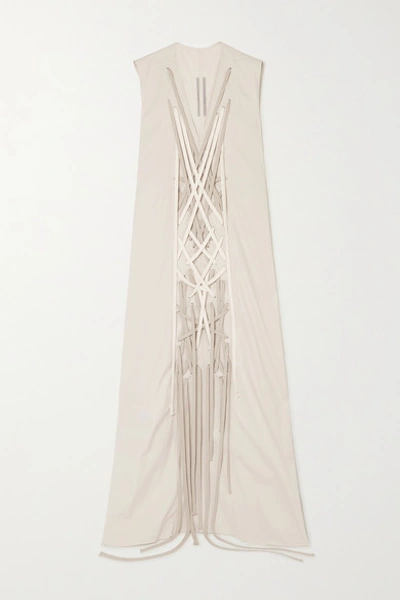 Shop Rick Owens Abito Lace-up Cotton-blend Gown In Taupe