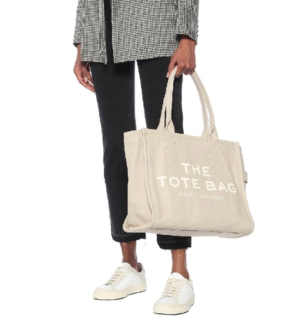 Shop Marc Jacobs The Large Canvas Tote Bag In Beige