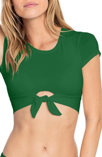 Shop Robin Piccone Ava Knot Front Tee Bikini Top In Kelly Green