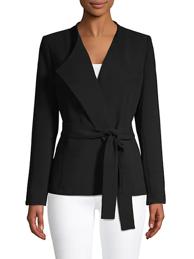 Shop Donna Karan Draped Tie-waist Blazer In Black