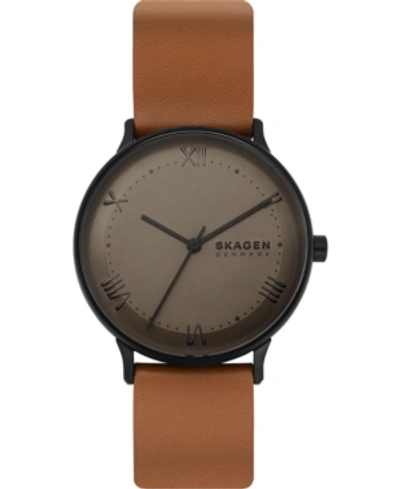 Shop Skagen Men's Nillson Brown Leather Strap Watch 40mm