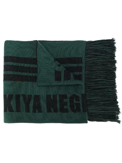 Shop Adish Knit Lakiya Logo Scarf In Green Black