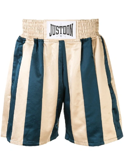 Shop Just Don Team X Panelled Boxing Short In Blue/white