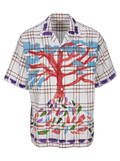 Shop Marni Painted Tree Shirt In White Check