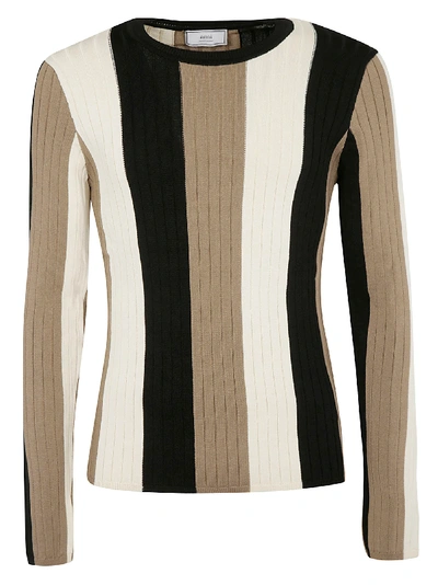 Shop Ami Alexandre Mattiussi Striped Jumper In Beige/black