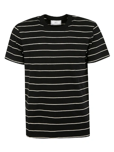 Shop Ami Alexandre Mattiussi Striped T-shirt In Black/off White