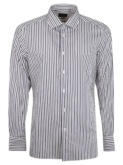 Shop Ermenegildo Zegna Striped Shirt In Dark Blue Streaked