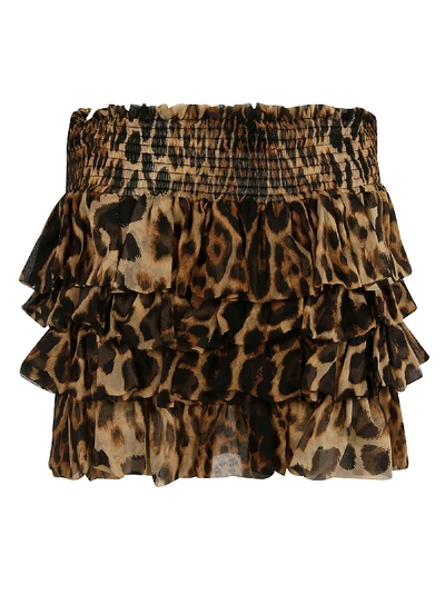 Shop Saint Laurent Layered High-rise Skirt In Leopard