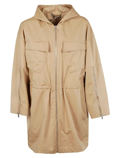 Shop Stella Mccartney Zip Hooded Raincoat In Sugar Cane