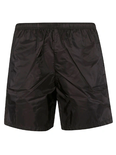 Shop Prada Rear Logo Patched Swim Shorts In Black
