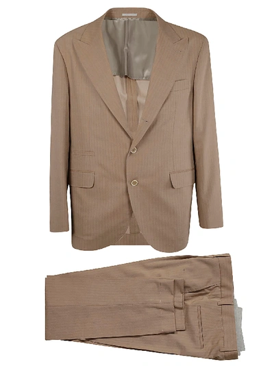 Shop Brunello Cucinelli Pinstripe Suit In Brown