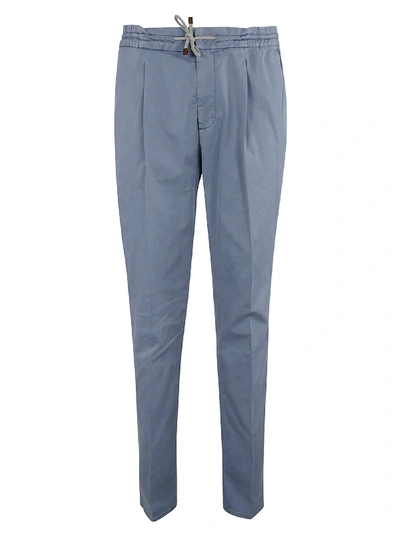 Shop Brunello Cucinelli Drawstring-waist Trousers In Light Blue