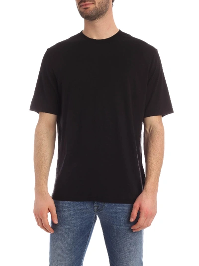 Shop Ami Alexandre Mattiussi T Shirt In Ligth Jersey With Tab On Side In Black