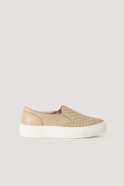 Shop Na-kd Braided Slip In Trainers - Beige