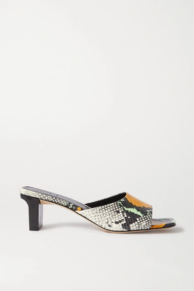 Shop Aeyde Katti Snake-effect Leather Mules In Snake Print