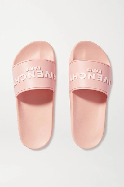 Shop Givenchy Logo-embossed Rubber Slides In Antique Rose