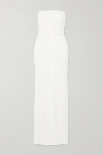 Shop Alex Perry Brooklyn Strapless Twist-front Satin-crepe Gown In White