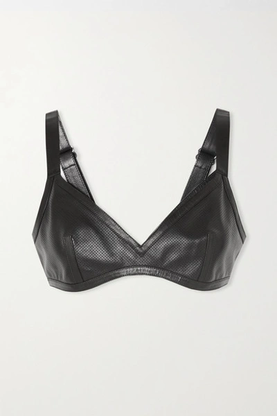 Shop Tom Ford Perforated Leather Bralette In Black
