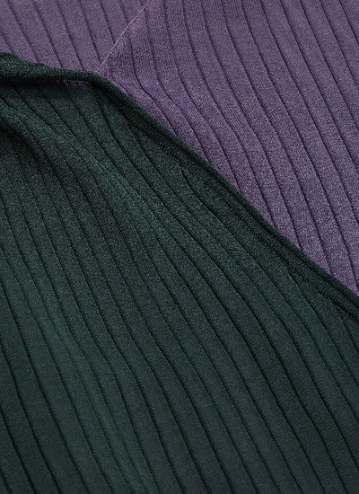 Shop Bottega Veneta Bicolour Sheer Rib Knit Dress In Purple