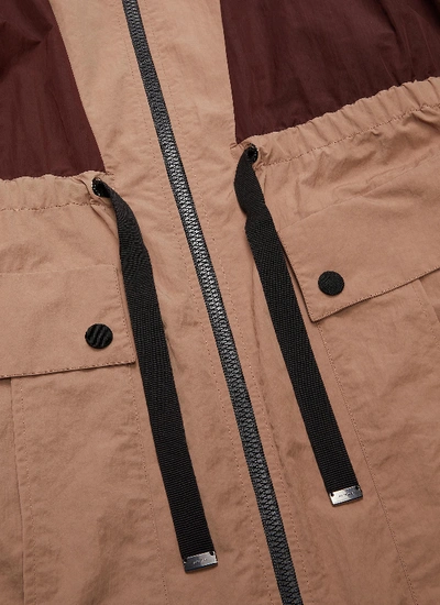 Shop Moncler 'zinzolin' Colourblock Military Zip Up Coat In Multi-colour
