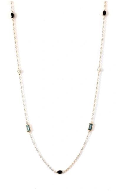 Shop Lo Spazio Jewelry Lo Spazio Aquamarine, Blue Sapphire And Diamond Necklace