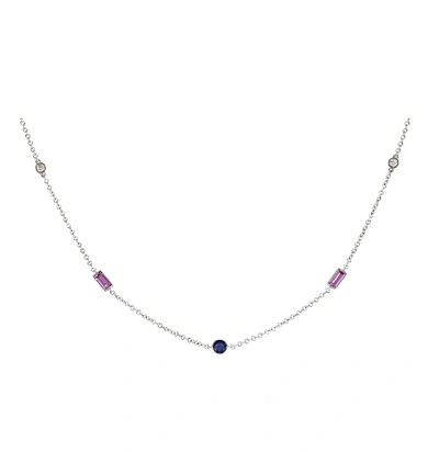 Shop Lo Spazio Jewelry Lo Spazio Blue , Pink Sapphire And Diamond Necklace In Blue_pink