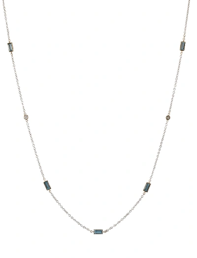 Shop Lo Spazio Jewelry Lo Spazio Aquamarine And Diamond Necklace In Sky_blue