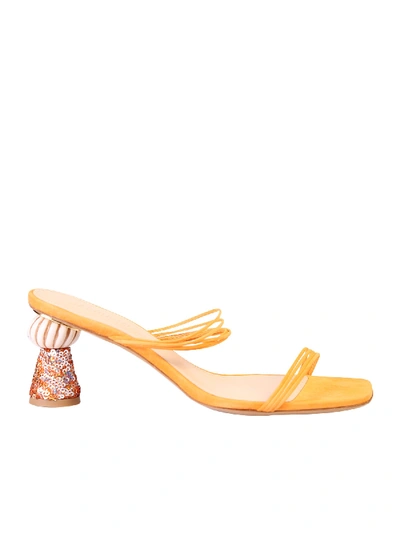 Shop Jacquemus Sequined Heel Sandals In Orange