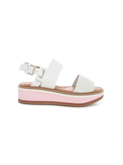 Shop Clergerie High Platform Sandals W/belt On Ankle And Two Bands In White Soft