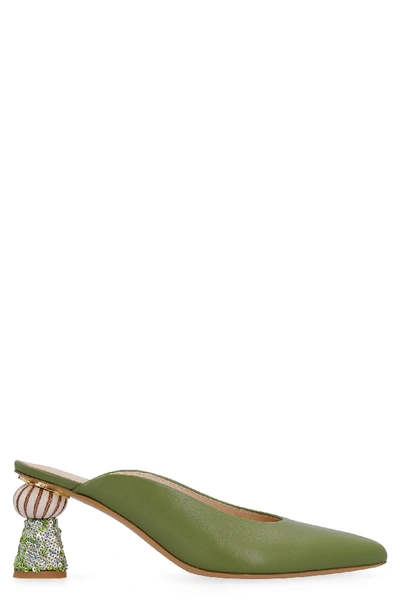 Shop Jacquemus Maceio Leather Mules In Green