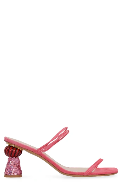 Shop Jacquemus Vallena Suede Sandals In Pink