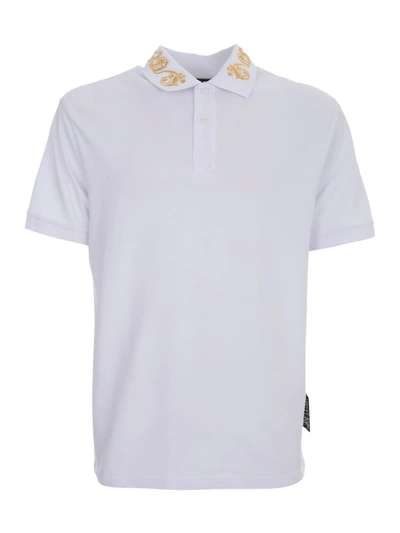 Shop Versace Jeans Couture Baroque Regular Polo In White