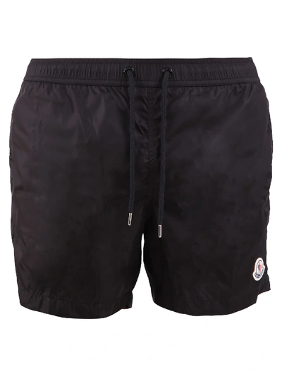 Shop Moncler Nylon Swim Shorts In Black