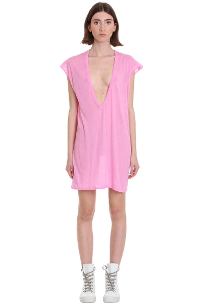 Shop Rick Owens Dylan T Dress In Rose-pink Cotton