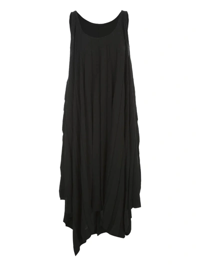 Shop Issey Miyake Pleated Dress W/s Crew Neck In Black