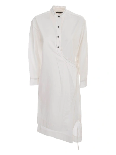 Shop Eudon Choi Finn Dress L/s Korean Neck In White