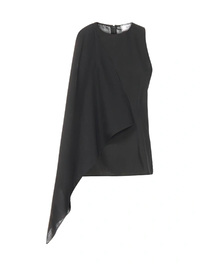 Shop Ami Alexandre Mattiussi Asymmetrical Top Lightweight Wool In Black