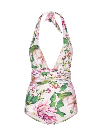 Shop Dolce & Gabbana Floral Print Swimsuit In Fiori Rosa Fdo.rosa