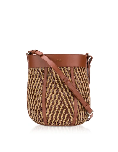 Shop Apc A.p.c. Garance Woven Leather Shoulder Bag In Hazel