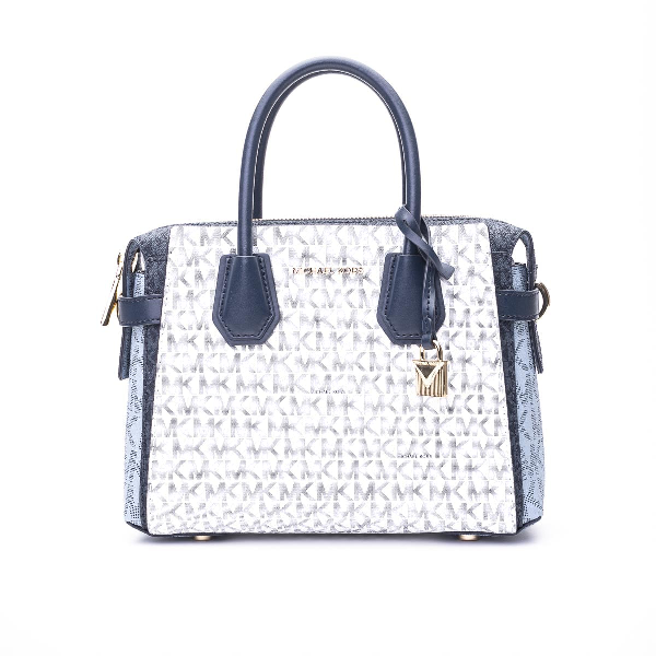 michael kors blue and white tote