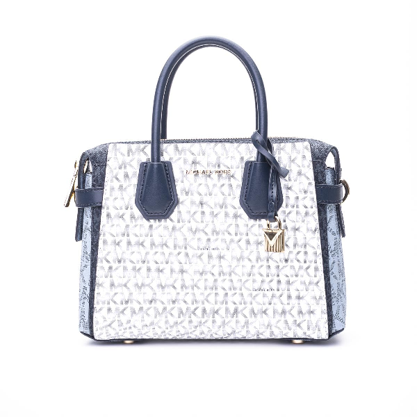 white and blue michael kors bag