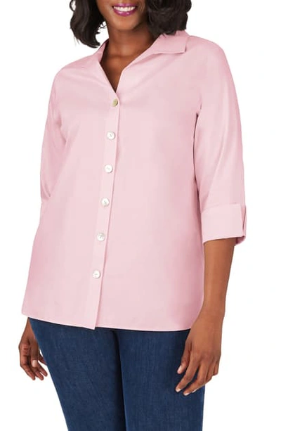 Shop Foxcroft Pandora Non-iron Tunic Shirt In Cabana Pink